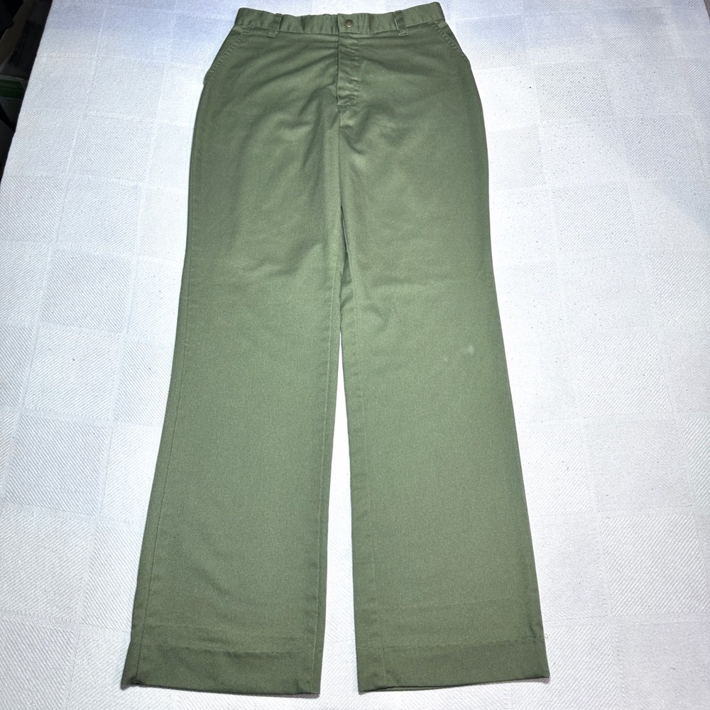 Vintage Boy Scouts of America Uniform Pant Mens 28x33 Straight Twill Olive Green